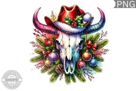 Download Christmas Cow Skull Sublimation Design - Skull sublimation Collection