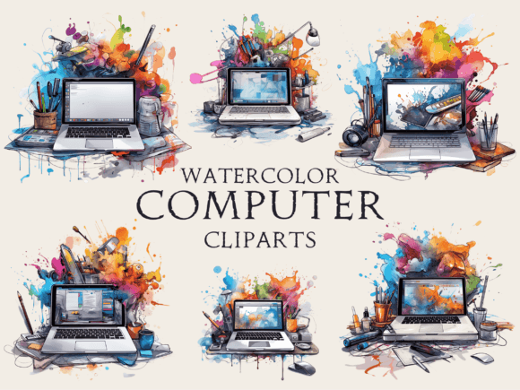 Download Watercolor Computer Clipart - Computer Collection
