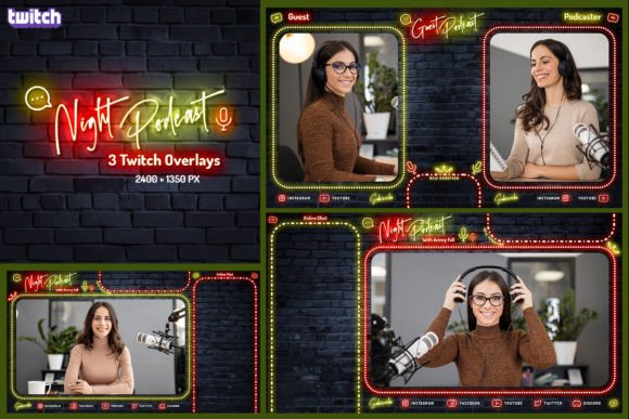 Download Night Podcast – 3 Twitch Overlays - Twitch overlays Collection
