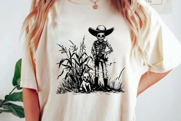 Download Vintage Horror Skeleton Cowboy Wild West Gothic Illustration PNG - Premium Resources